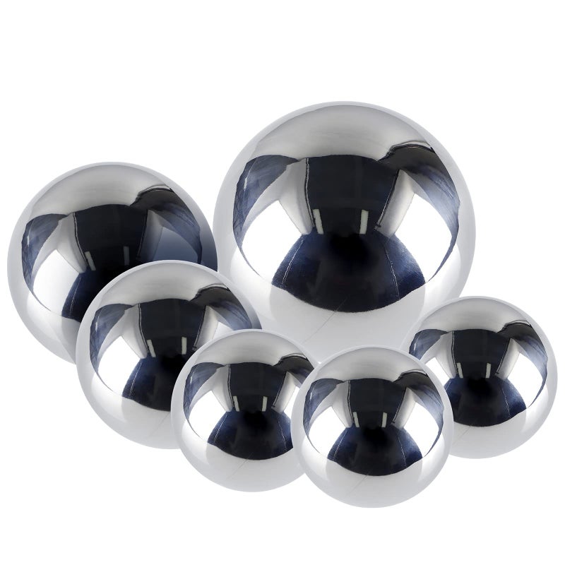 MOLIGOU 6 Pcs Stainless Steel Gazing Balls 6in4in35in3in Diameter Reflective Spheres Gazing Globe Mirror Balls for Garden Pond Yard Silver