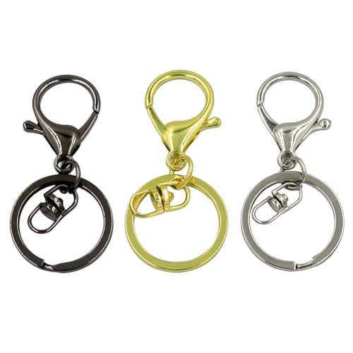 DGOL 30 Sets Lobster Trigger Swivel Clasps Hook Clips Keychain Ring Carabiner Buckles with 3 Color - Image 1