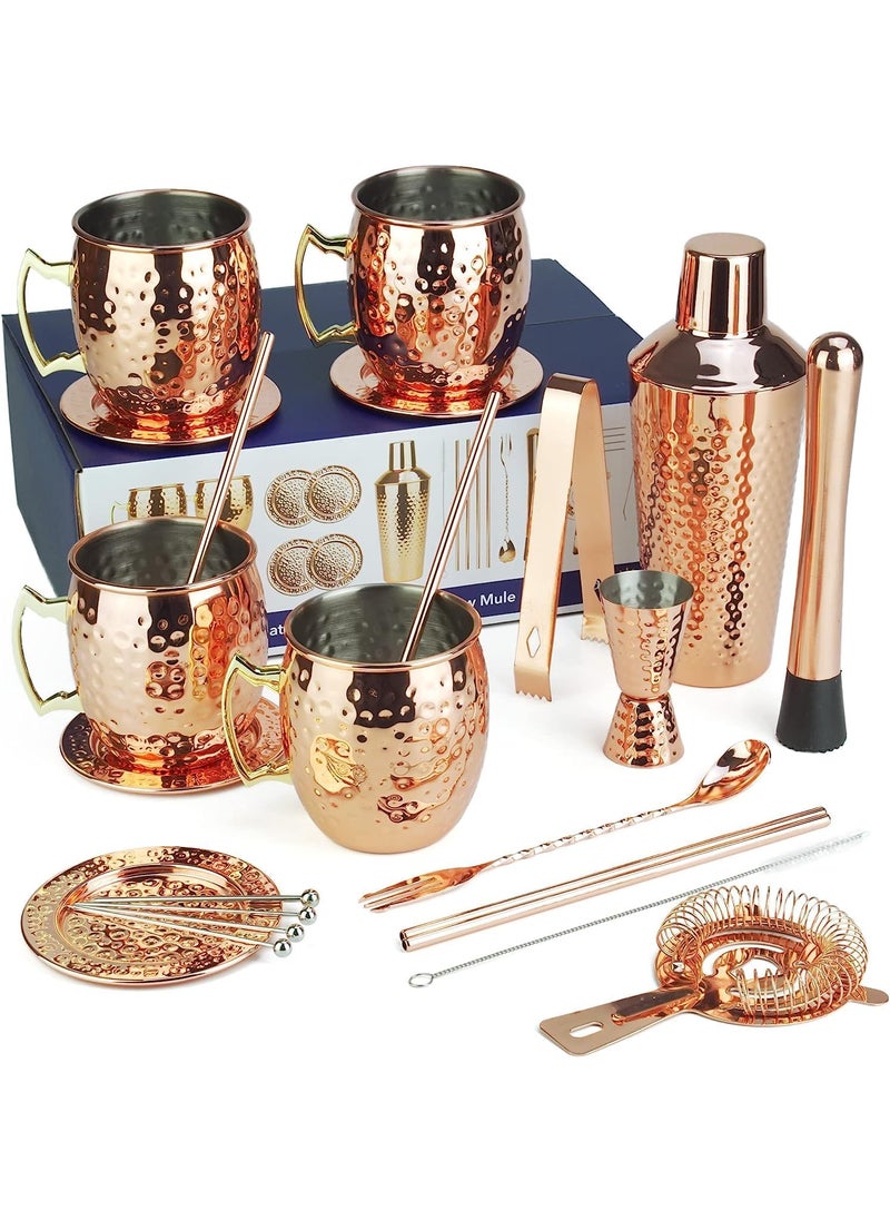 Arora Moscow Mule Barware Set  23pc  Copper Plated Stainless Steel  Professional Bar Tools for Drink Mixing Home Bar Party  - Image 3