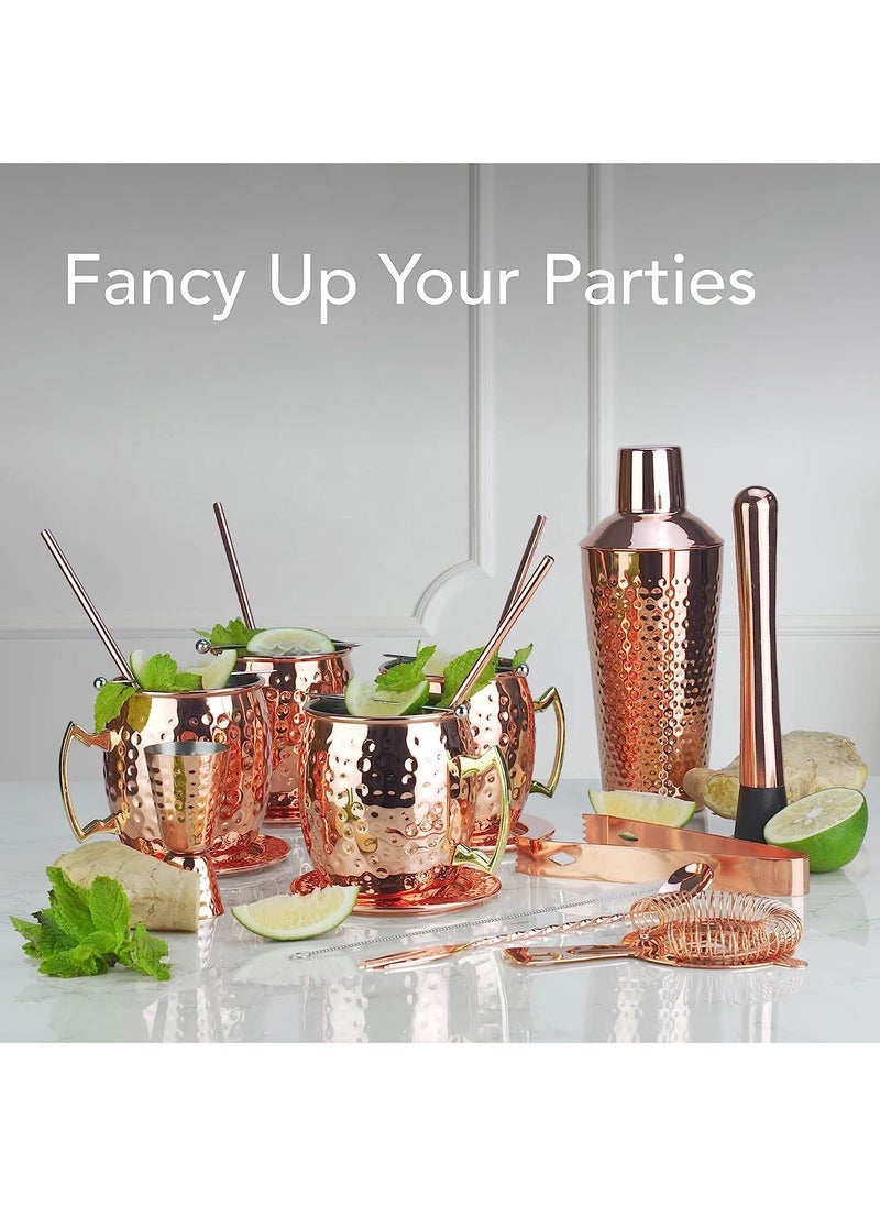 Arora Moscow Mule Barware Set  23pc  Copper Plated Stainless Steel  Professional Bar Tools for Drink Mixing Home Bar Party  - Image 4