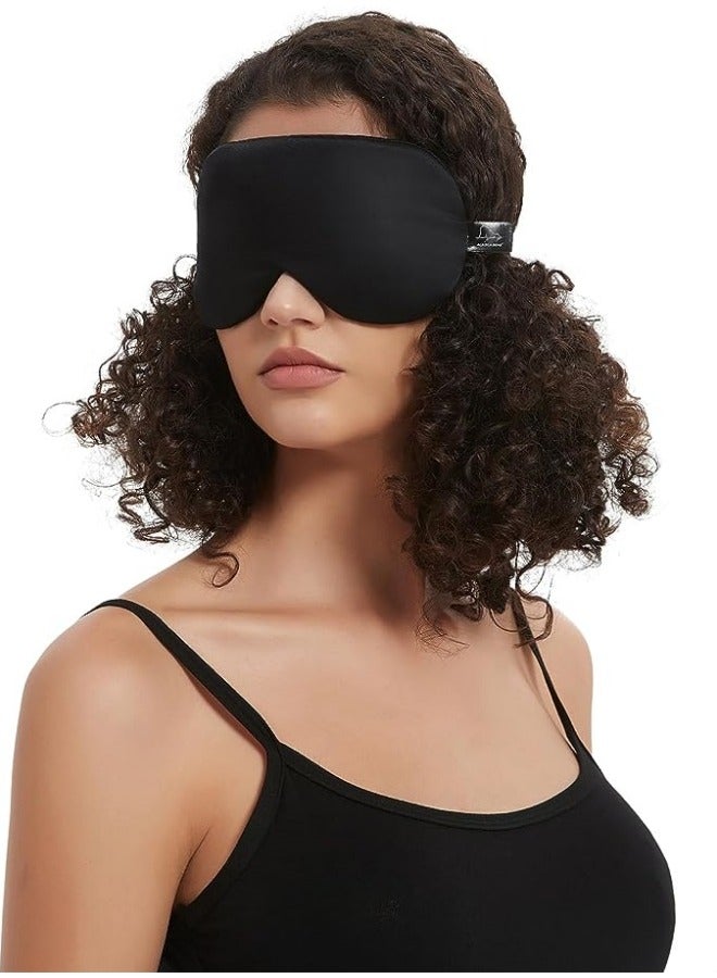 Generic Sleep Mask Silk Eye Cover with Contoured Interior Design for Pressure-Free Comfort - Upgrade Over Thin Flat Shades - Image 2