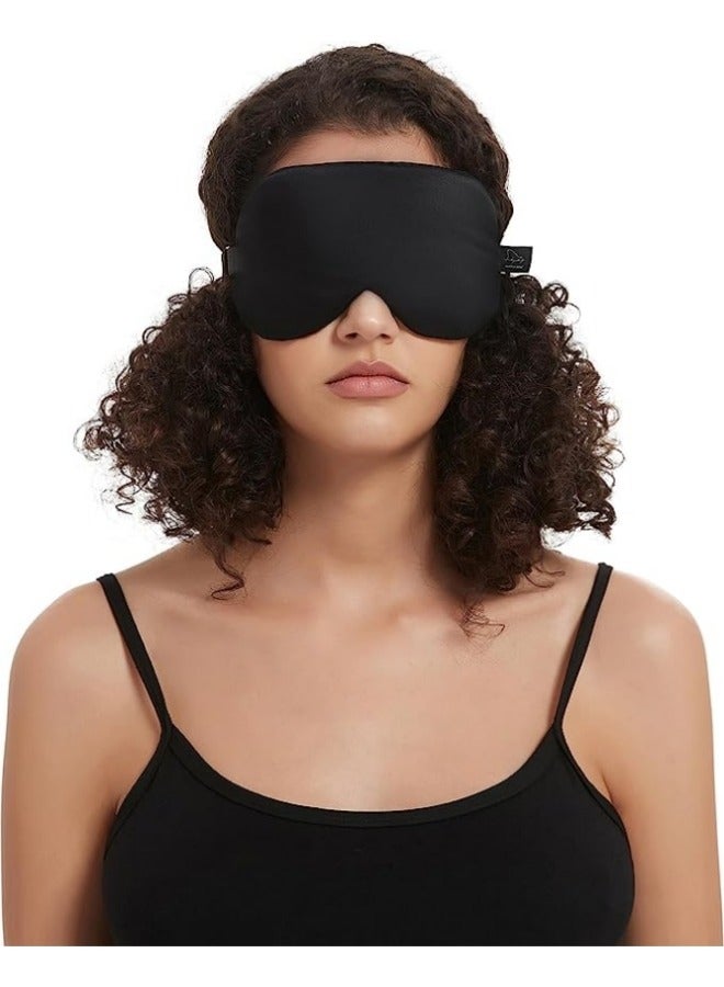 Generic Sleep Mask Silk Eye Cover with Contoured Interior Design for Pressure-Free Comfort - Upgrade Over Thin Flat Shades - Image 3