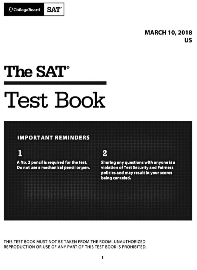 SAT Test Book - Year 2018 Writing and Language (Version 1.1)  - Image 2