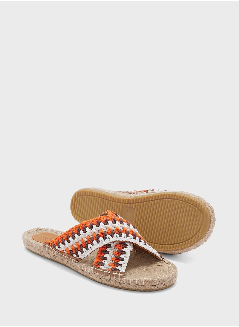 VALENTINO BY MARIO VALENTINO Cross Strap Flat Sandals