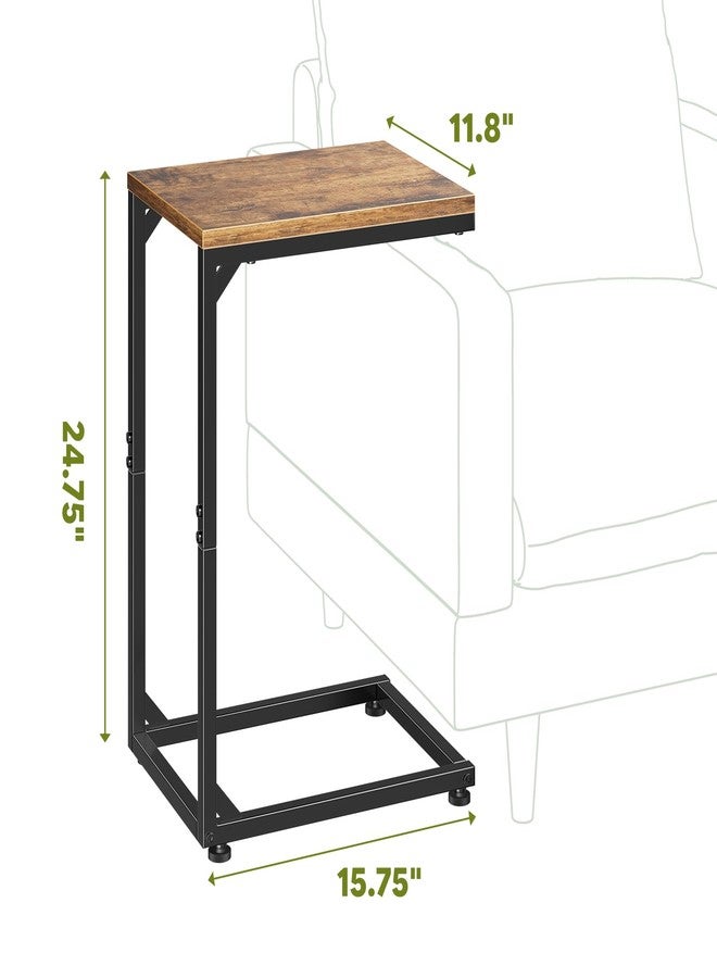 Simple Trending C Shaped End Table, TV Tray for Couch, Small Side Table with Metal Frame, for Living Room Bedroom, Rustic Brown - Image 5