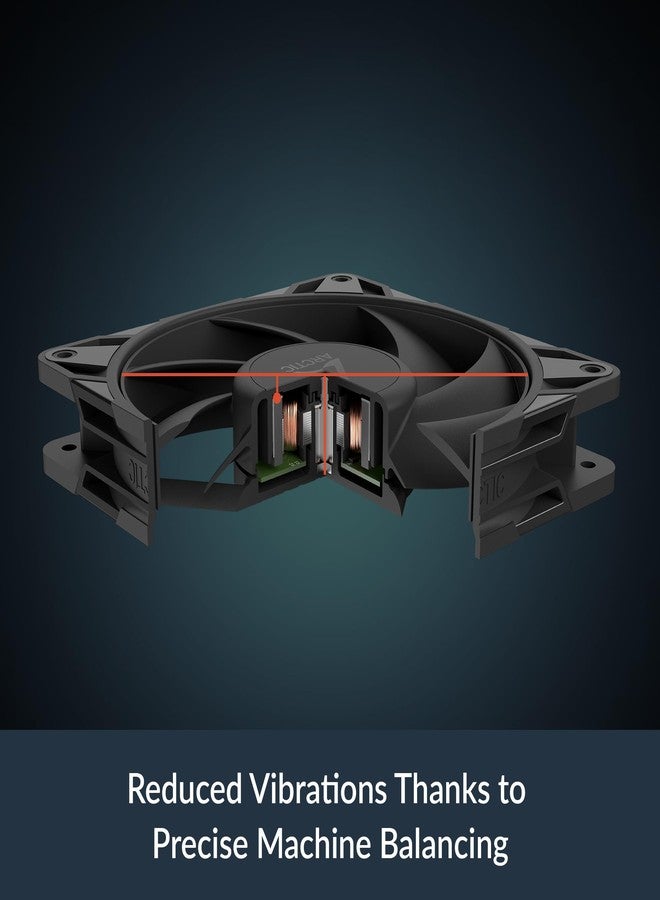 أركتيك مروحة ARCTIC P12 Pro PST - عبوة من 5 قطع - مروحة قوية ممتازة، مروحة PWM مقاس 120 مم مع موزع كابل Y، 600-3000 دورة في الدقيقة، 0 دورة في الدقيقة <5% PWM، محمل ديناميكي سائل، 4 دبابيس - أسود - Image 4