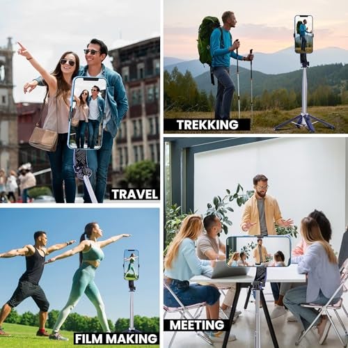 WeCool S3 Selfie Stick Tripod for Mobile with 360° Rotation Offers a 4-Leg Stable Base, extends up to 102 cm, Supports Bluetooth 5.2 with 10m Range, and fits Phones, GoPro, and Cameras via 1/4" Screw. - Image 5