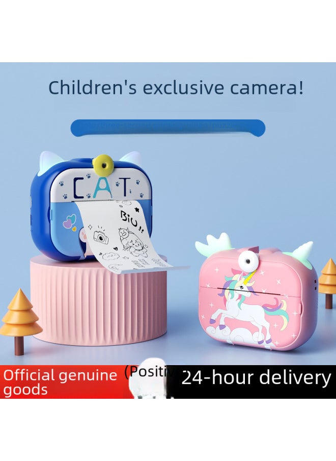 Generic - Children's Instant Print Camera High Definition Photography Thermal Sensing Automatic Printing Digital Camera-Body Color:2024 Blue High With Upgraded Version Of "with 32 Cards" - Image 1