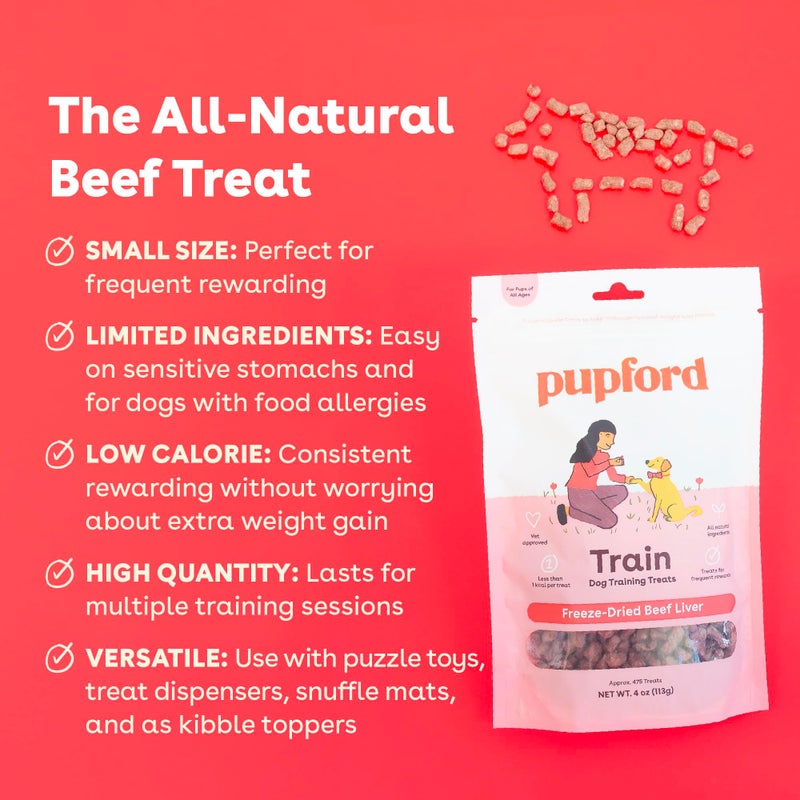 Pupford Freeze Dried Training Treats for Dogs & Puppies, 225+ Three Ingredient Bites (Beef Liver, 2 oz) - Image 2
