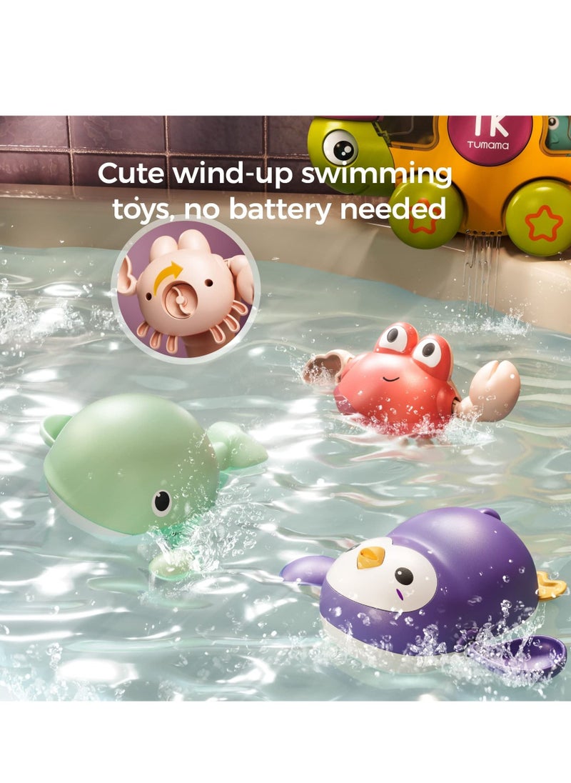 MIXDE - Baby Bath Toys Cute Turtle Swimming Toy with Rotatable Waterwheel,3 Wind-Up Swimming Toys, Cute Swimming Turtle Fun Toys Summer Essentials for Toddlers Boys Girls - Image 1