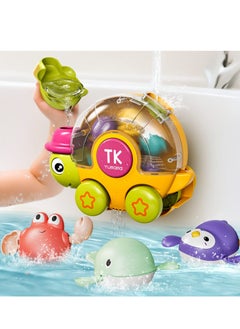 Baby Bath Toys Cute Turtle Swimming Toy with Rotatable Waterwheel,3 Wind-Up Swimming Toys, Cute Swimming Turtle Fun Toys Summer Essentials for Toddlers Boys Girls