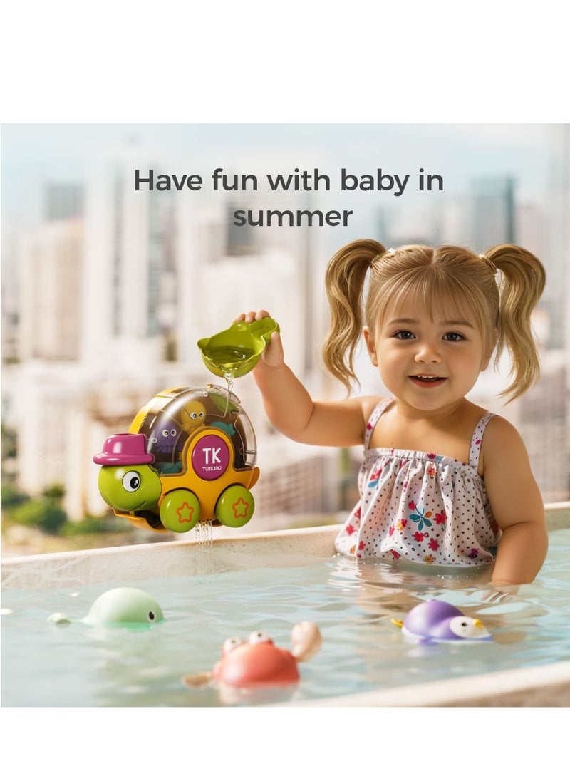 MIXDE - Baby Bath Toys Cute Turtle Swimming Toy with Rotatable Waterwheel,3 Wind-Up Swimming Toys, Cute Swimming Turtle Fun Toys Summer Essentials for Toddlers Boys Girls - Image 1