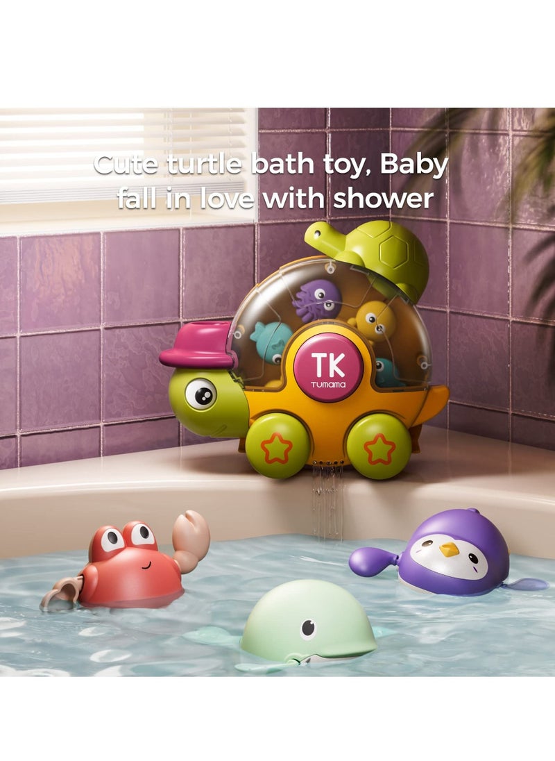 MIXDE - Baby Bath Toys Cute Turtle Swimming Toy with Rotatable Waterwheel,3 Wind-Up Swimming Toys, Cute Swimming Turtle Fun Toys Summer Essentials for Toddlers Boys Girls - Image 1