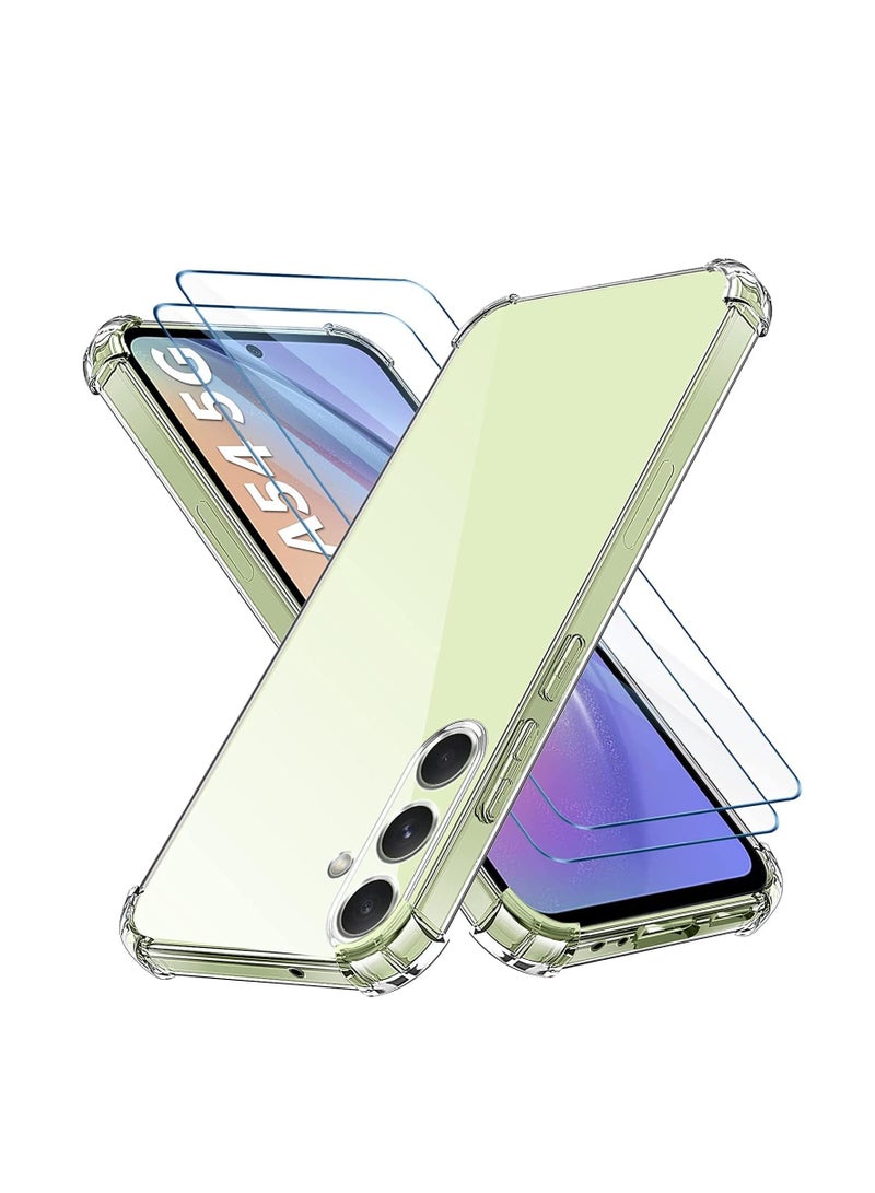 DUSALA For Samsung Galaxy A54 Case with Tempered Glass Screen Protector(2Pack) Samsung Galaxy A54 5G Clear Phone Case Anti-Scratch Shock Absorption Cover Phone case Clear - Image 1