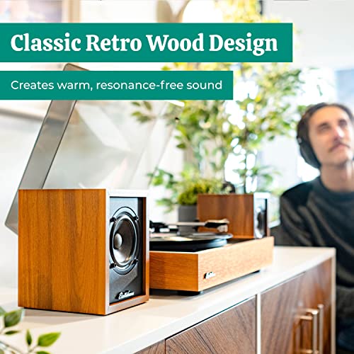 Electrohome Huntley Powered Bookshelf Speakers with Built-in Amplifier and 3" Drivers for Turntable, TV, PC and Wireless Music Streaming Featuring Bluetooth 5, RCA and Aux (EB10) - Image 5