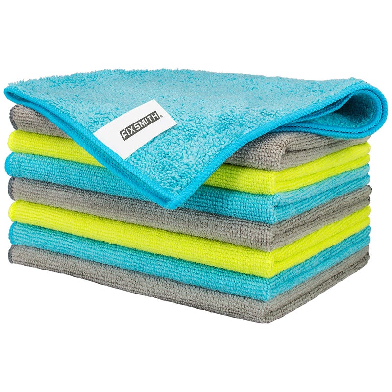 FIXSMITH Microfiber Cleaning Cloth  Pack of 8 Size 12 x 16 in MultiFunctional Cleaning Towels Highly Absorbent Cleaning Rags LintFree StreakFree Cleaning Cloths for Car Kitchen Home