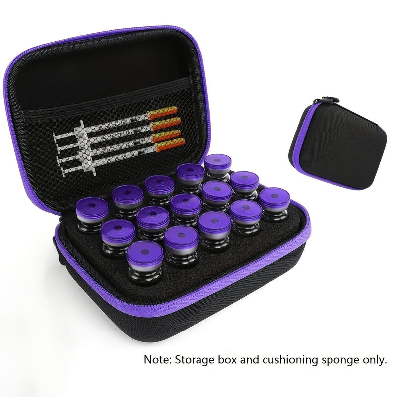 15 Slots Purple And Black Color Scheme Insulin Vial Protective Case Portable Diabetic Medication Storage Pouch Organizer Rack For Standard 0.34oz Small Vials - Image 1
