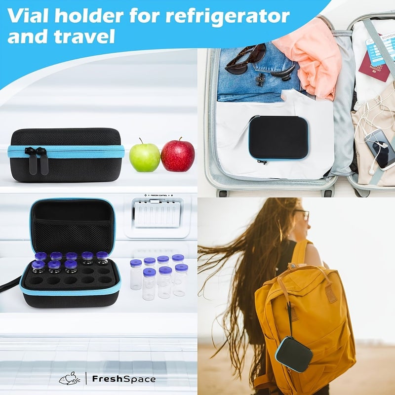 15 Slots Purple And Black Color Scheme Insulin Vial Protective Case Portable Diabetic Medication Storage Pouch Organizer Rack For Standard 0.34oz Small Vials - Image 4