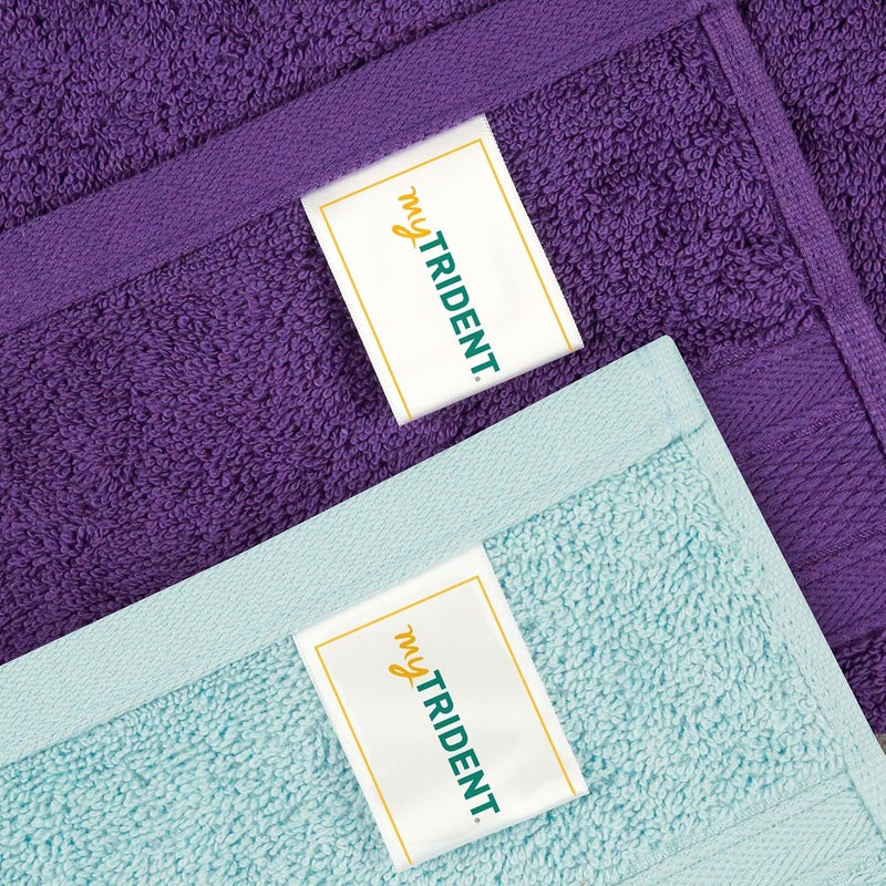 MYTRIDENT Soft Comfort Air Rich Towel 100% Cotton Hand Towel for Daily use, 500 GSM Highly Absorbent Towels for Men/Women, 4Pc Hand Towel Set (41 cm X 66 cm), Nile Blue and Plum - Image 4