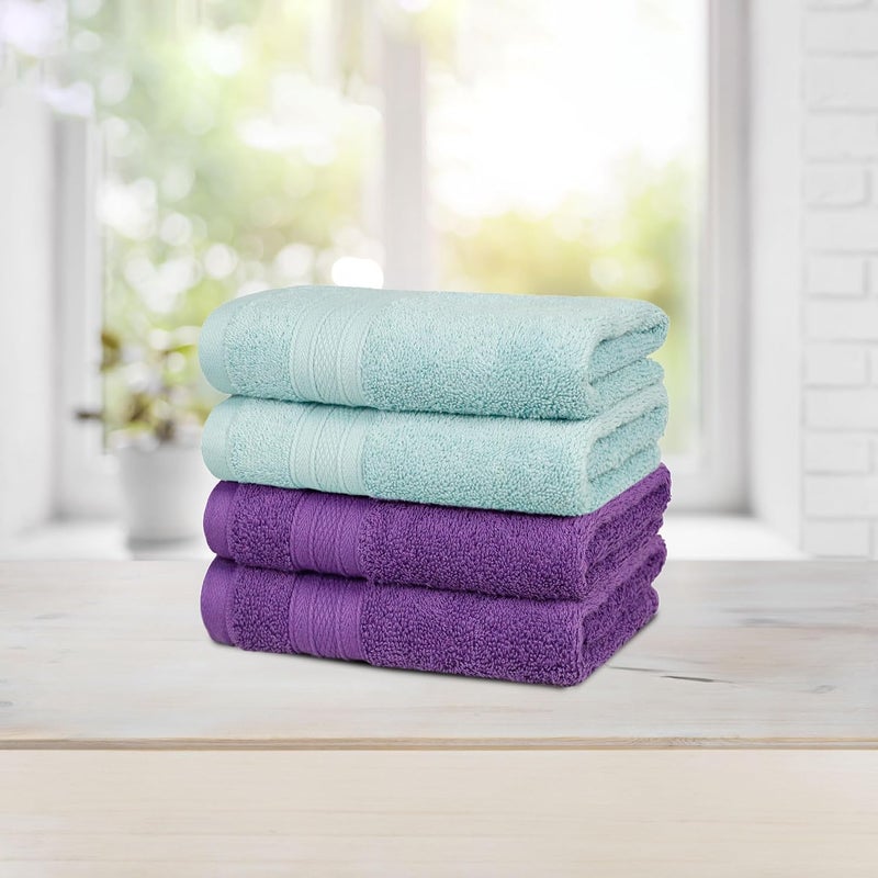 MYTRIDENT Soft Comfort Air Rich Towel 100% Cotton Hand Towel for Daily use, 500 GSM Highly Absorbent Towels for Men/Women, 4Pc Hand Towel Set (41 cm X 66 cm), Nile Blue and Plum - Image 3
