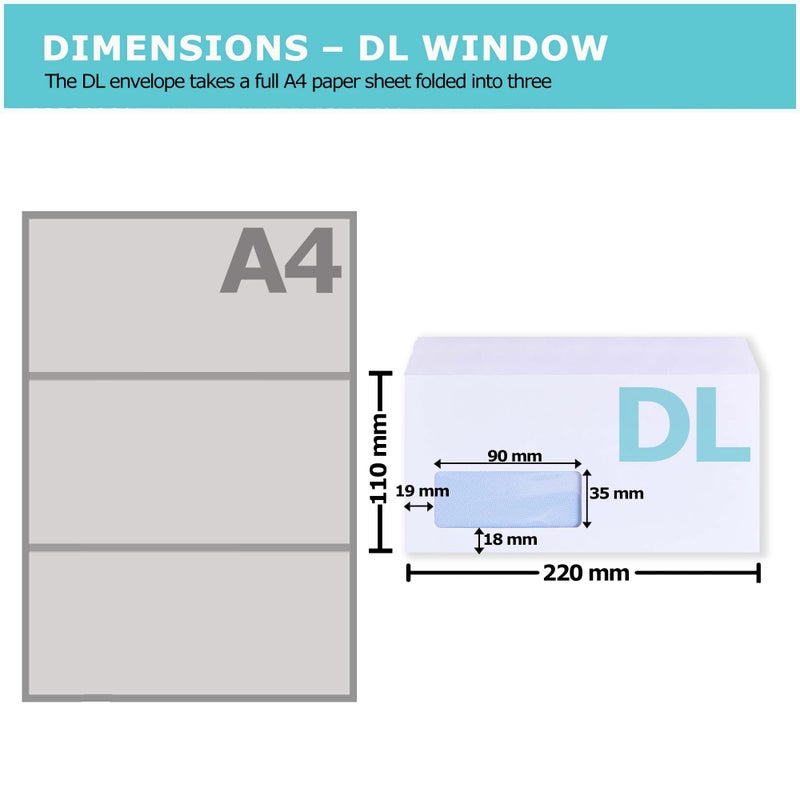 Luckam 100 DL Window Self-Seal Security Envelopes âAddress Window Self-Adhesive Printer-Safe for Office & Commercial Use Recyclable & Secure 110x220mm - Image 5