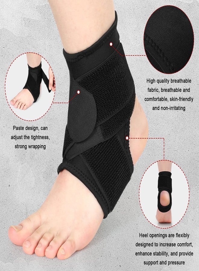 Honoson 2 Pcs Ankle Brace Kid Ankle Support Youth Neoprene Lace up Compression Sleeve Foot Brace Stabilizer with Adjustable Strap for Sport Sprained Plantar Fasciitis Achilles Tendonitis(Black,S) - Image 4