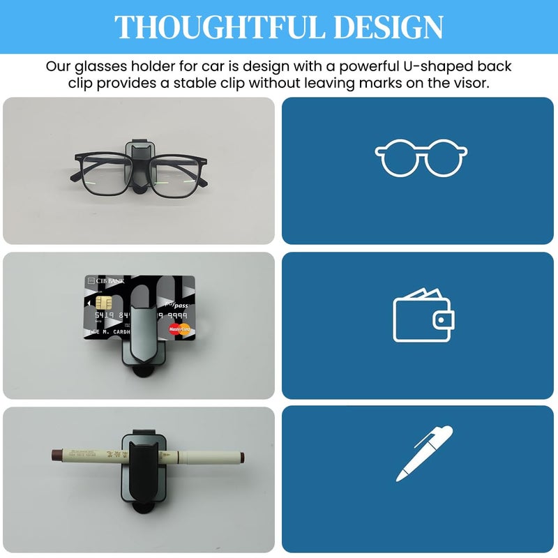 STHIRA Stable Sunglasses Holder for Car Sun Visor One-hand Operation Car Sunglasses Holder Press-To-Open Clip-on Visor Sunglass Stand Sleek Universal Eyeglasses Hanger Eyeglasses Mount - Image 3