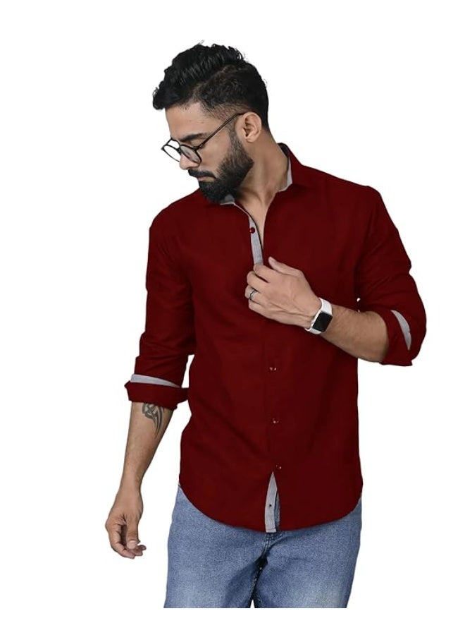 Pinkmint store Mens Long Sleeve Button Down Shirt for Men Collared Casual Formal Soild Shirt 2XL - Image 1