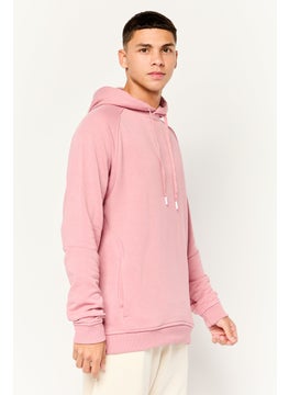 Kenneth Cole Men Active Hooded Plain Long Sleeves Sweatshirt, Dusty Pink  - Image 3