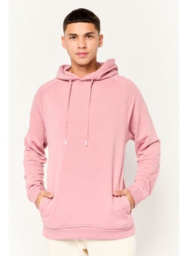 Kenneth Cole Men Active Hooded Plain Long Sleeves Sweatshirt, Dusty Pink  - Image 1