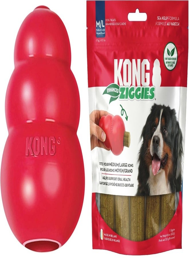 كونج مجموعة ألعاب كونغ الكلاسيكية مع مكافآت زيجيز المحسّنة - لعبة مضغ متينة للكلاب - مع مكافآت زيجيز المحسّنة - إكسسوارات للكلاب للمرح والصحة - للكلاب متوسطة الحجم - Image 1