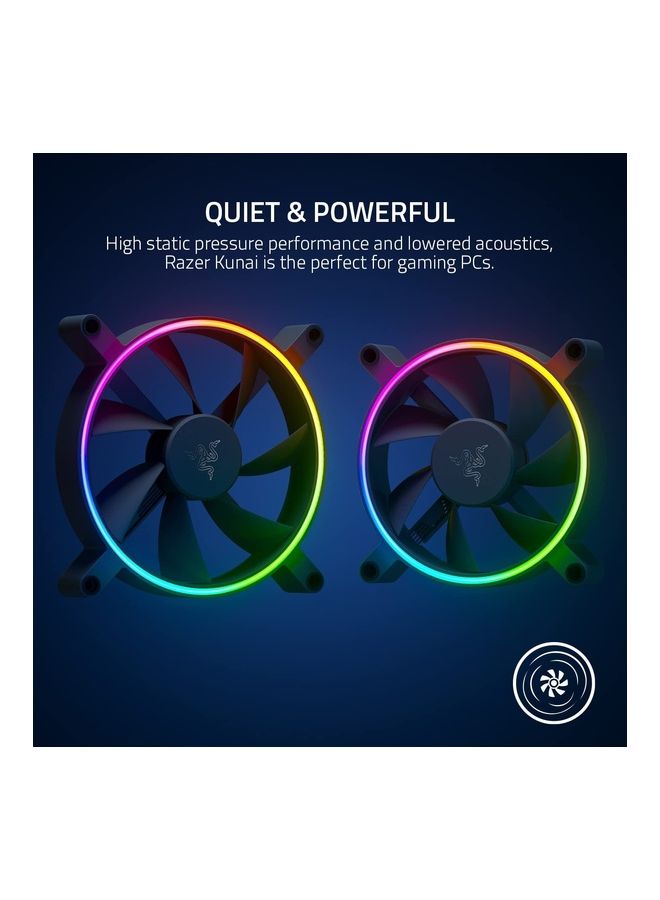 Razer Kunai Chroma Hydraulic RGB LED PWM Performance Fan (140mm)- Hydraulic aRGB PC Fans (Quiet, Powerful, Connect up to 8 Fans, PWN Fan Controller Support, Chroma aRGB) 3 Fans - Image 2