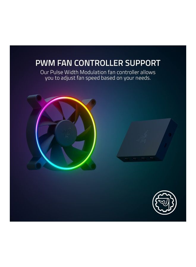 Razer Kunai Chroma Hydraulic RGB LED PWM Performance Fan (140mm)- Hydraulic aRGB PC Fans (Quiet, Powerful, Connect up to 8 Fans, PWN Fan Controller Support, Chroma aRGB) 3 Fans - Image 4