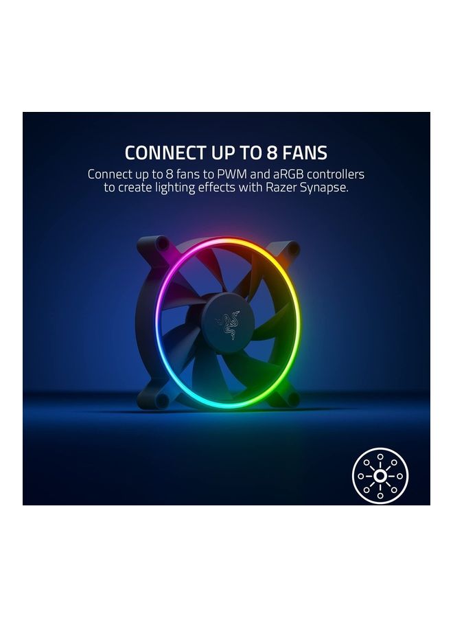 Razer Kunai Chroma Hydraulic RGB LED PWM Performance Fan (140mm)- Hydraulic aRGB PC Fans (Quiet, Powerful, Connect up to 8 Fans, PWN Fan Controller Support, Chroma aRGB) 3 Fans - Image 3