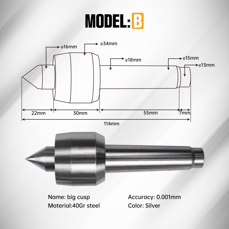 CNCTOPBAOS 65mm Lathe Center Morse Taper 2 Live Center Movable MT2 Tailstock with 4pcs Replaceable Heads For CNC 4h Axis Engraving Machine Woodworking - Image 5