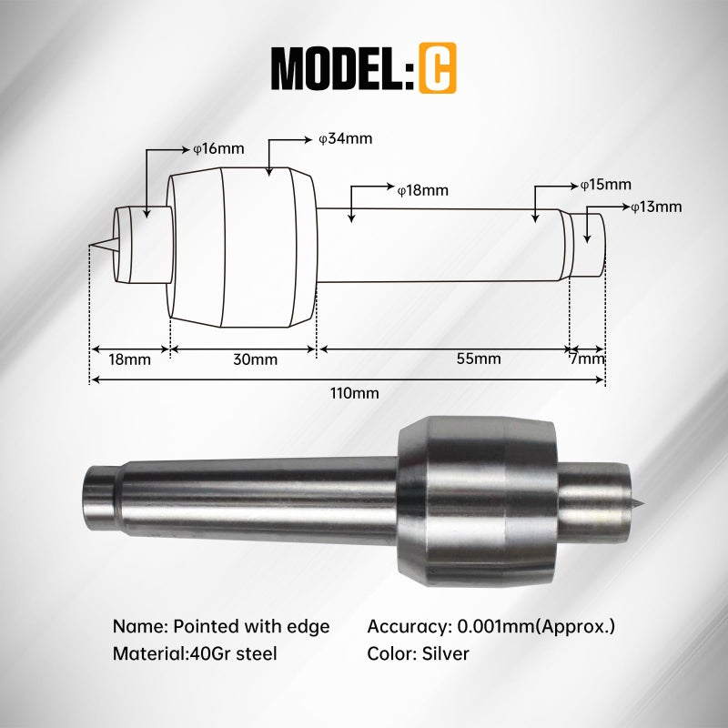 CNCTOPBAOS 65mm Lathe Center Morse Taper 2 Live Center Movable MT2 Tailstock with 4pcs Replaceable Heads For CNC 4h Axis Engraving Machine Woodworking - Image 4