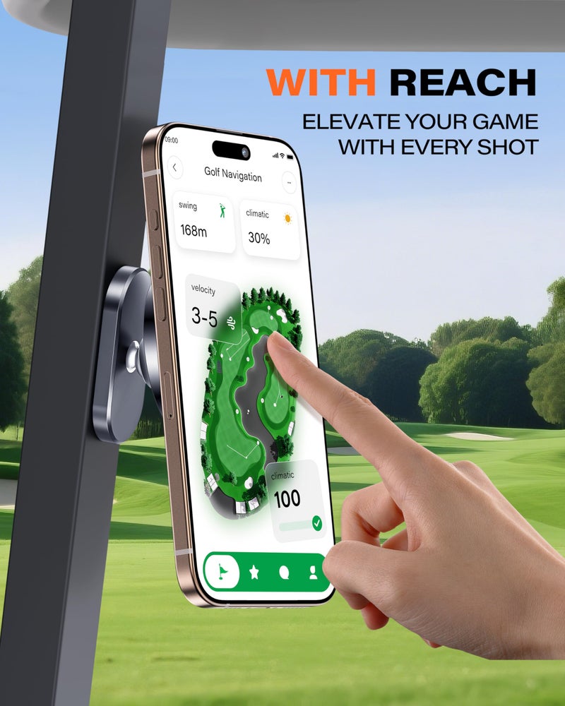 A2C Alloy Magnetic Golf Cart Phone Holder for MagSafe iPhone, Unique Golf Gifts for Men Golfers Dad Father, Golf Gift for Him Husband, Golf Accessories Essentials Gadgets Fits EZGO, Club Car, Yamaha - Image 2