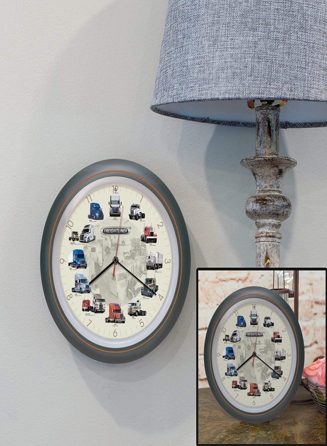 Mark Feldstein & Associates Freightliner Trucks Gunmetal Silver 13 inch Sound Hanging Wall Clock - Image 3