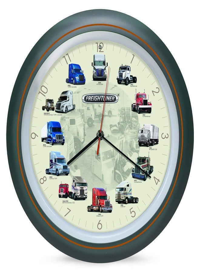 Mark Feldstein & Associates Freightliner Trucks Gunmetal Silver 13 inch Sound Hanging Wall Clock - Image 1