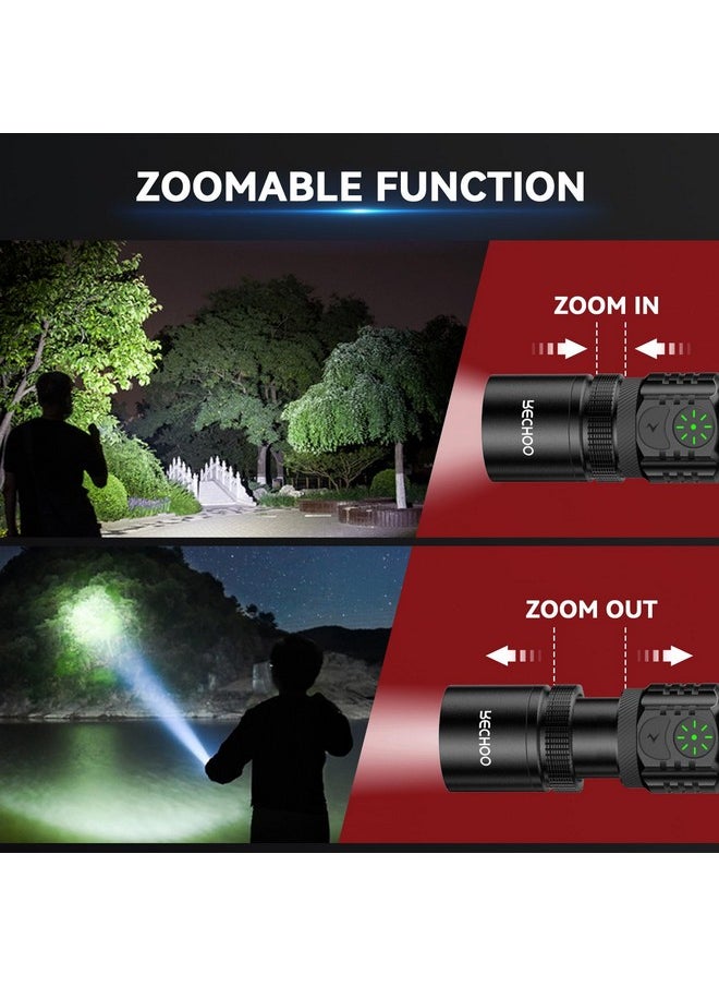 Rechoo Rechargeable Flashlights 2 Pack, RECHOO High Lumens LED Tactical Flashlight with Double Switch, Small Bright Flash Lights with 5 Modes, Zoomable, IP65 Waterproof for Camping, Hiking, Emergencies  - Image 2