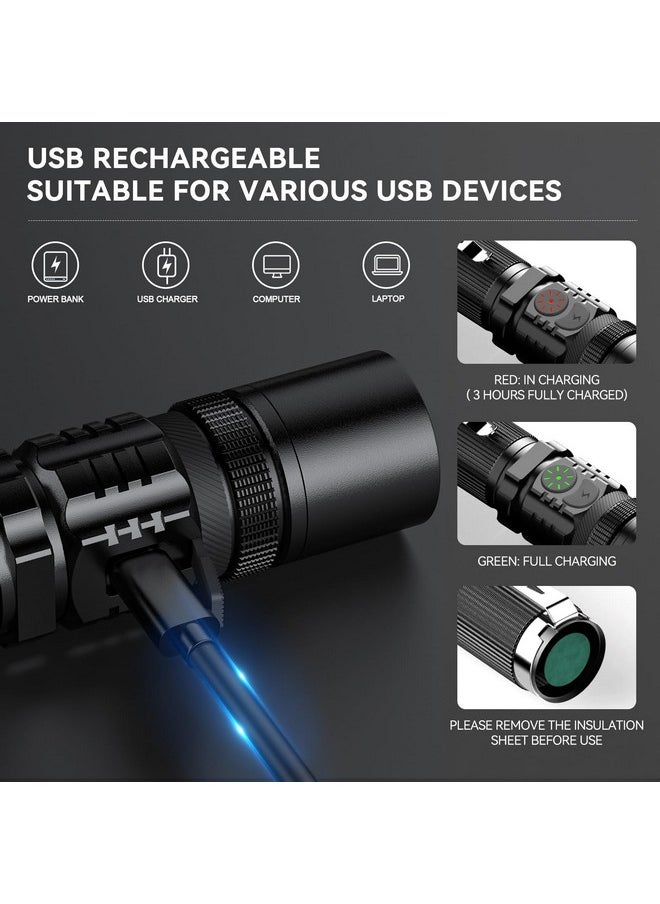 Rechoo Rechargeable Flashlights 2 Pack, RECHOO High Lumens LED Tactical Flashlight with Double Switch, Small Bright Flash Lights with 5 Modes, Zoomable, IP65 Waterproof for Camping, Hiking, Emergencies  - Image 3