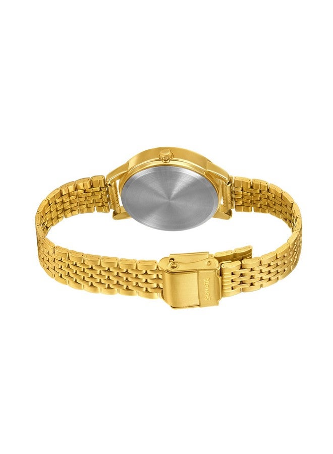 سوناتا ساعة سوناتا جولد إديت للنساء بمينا كستنائي وحزام من الفولاذ المقاوم للصدأ - NS8175YM03 - Image 2