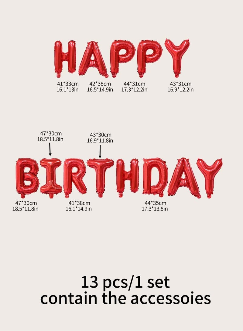 Birthday Decorations Set of 13 Red Happy Birthday Letter Balloons for Birthday Parties - Image 4