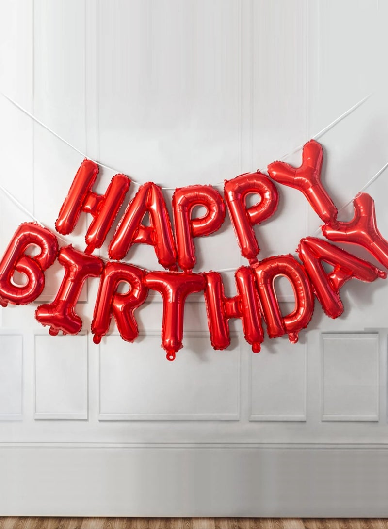 Birthday Decorations Set of 13 Red Happy Birthday Letter Balloons for Birthday Parties - Image 1