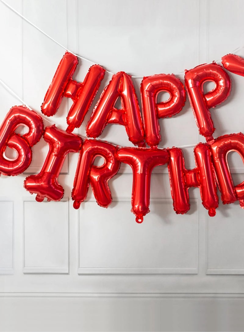 Birthday Decorations Set of 13 Red Happy Birthday Letter Balloons for Birthday Parties - Image 3