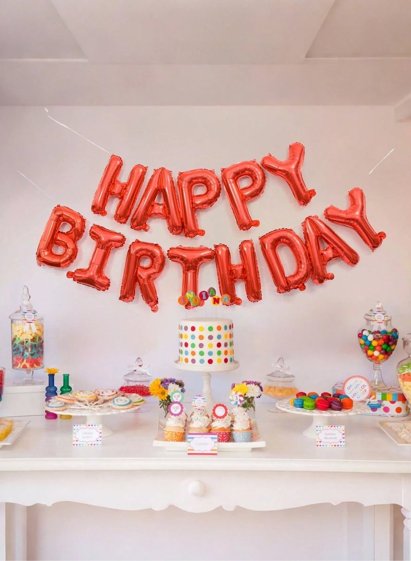 Birthday Decorations Set of 13 Red Happy Birthday Letter Balloons for Birthday Parties - Image 2