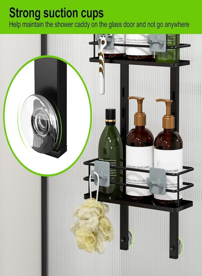 Orimade Adjustable Hanging Over the Shower Door Caddy with Hooks, Bathroom Organizer Shelf Storage Rack,No Drilling Rustproof Basket for Inside Shower, Matt Black 3 Tier - Image 5