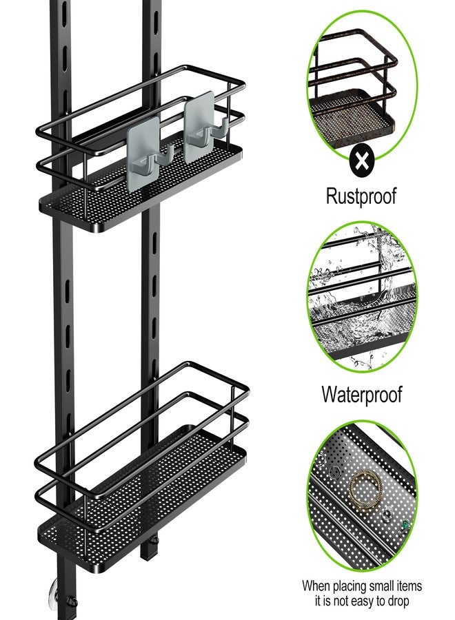Orimade Adjustable Hanging Over the Shower Door Caddy with Hooks, Bathroom Organizer Shelf Storage Rack,No Drilling Rustproof Basket for Inside Shower, Matt Black 3 Tier - Image 3