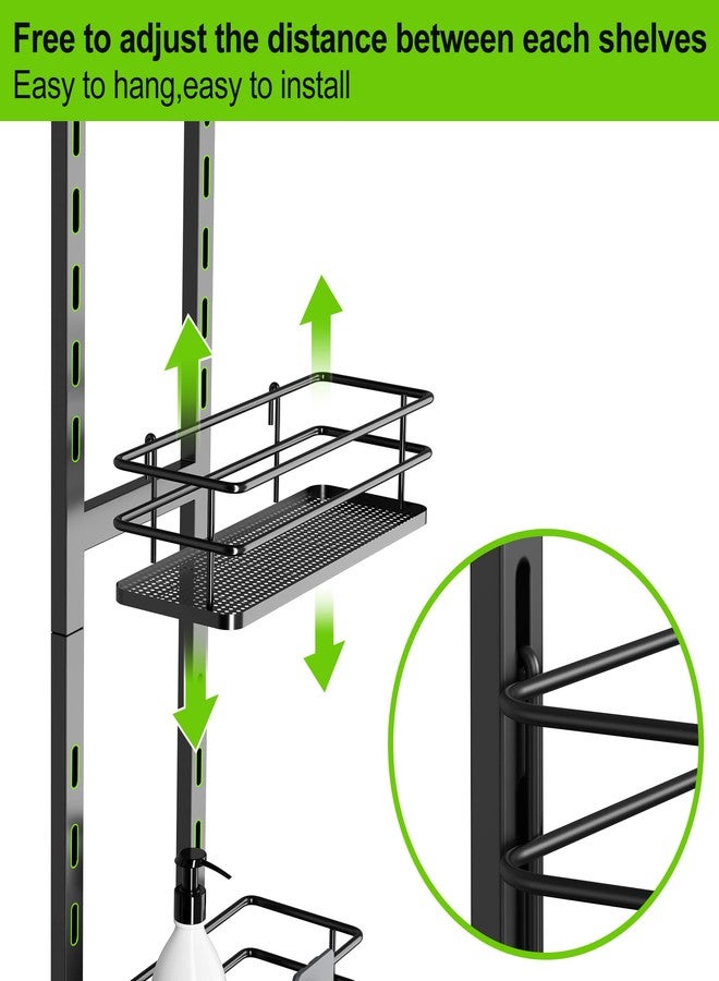 Orimade Adjustable Hanging Over the Shower Door Caddy with Hooks, Bathroom Organizer Shelf Storage Rack,No Drilling Rustproof Basket for Inside Shower, Matt Black 3 Tier - Image 4