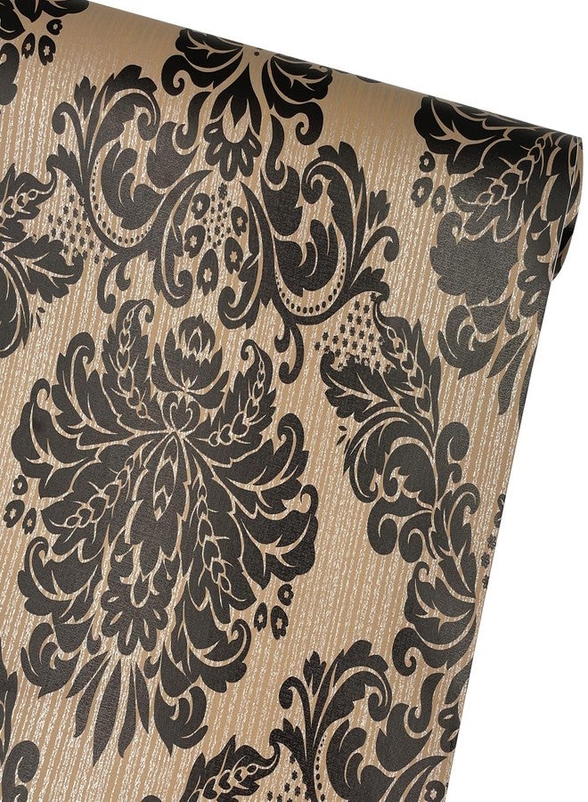 LoveFaye Yifely SimpleLife4U Black Damask Self-Adhesive Shelf Drawer Liner PVC Tabletop Protect Paper 45x300cm - Image 1